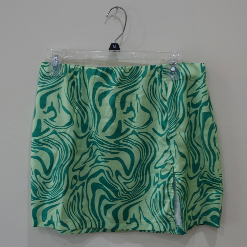 Princess Polly Starra Mini Slit Skirt Green - US 10